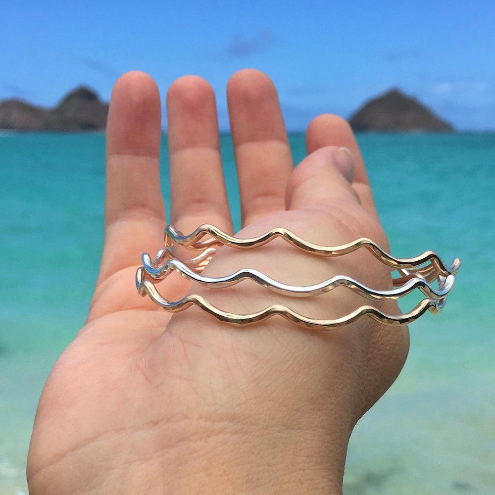 Ocean Waves Bangle Bracelet Set – Aloha Bangles