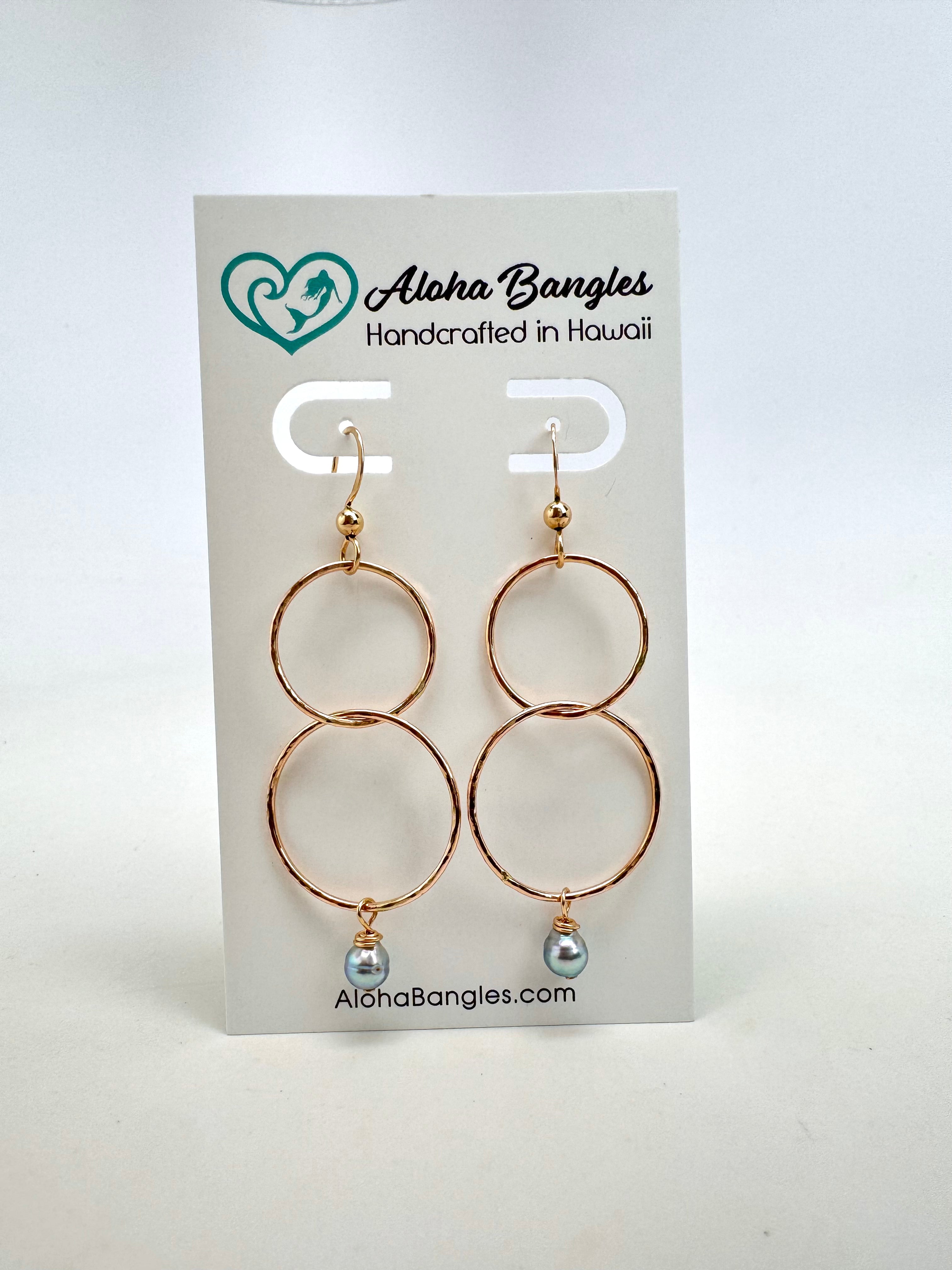 Blue Akoya Double Hoop Earrings