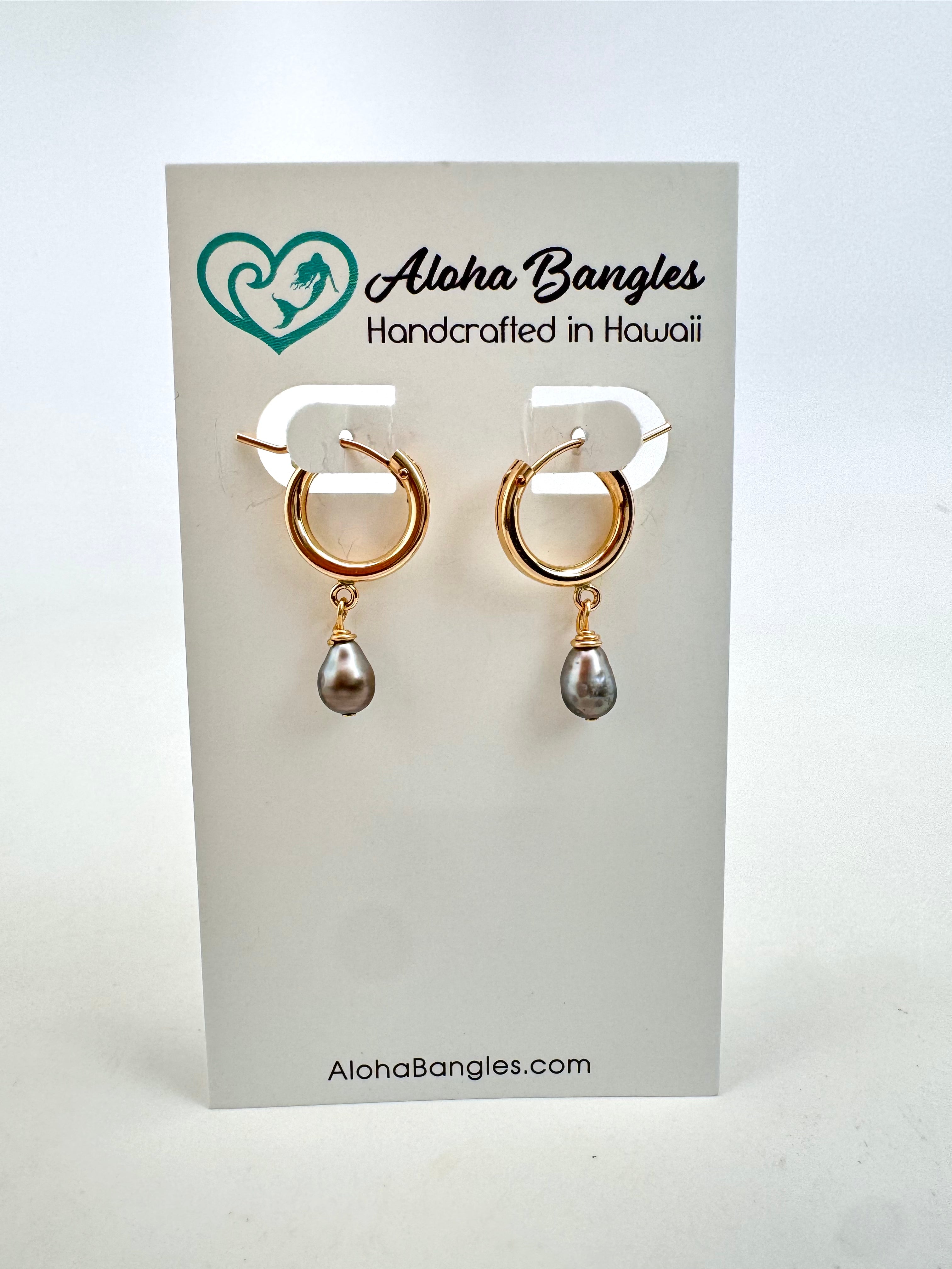 Tahitian Keshi Huggie Hoop Earrings #1