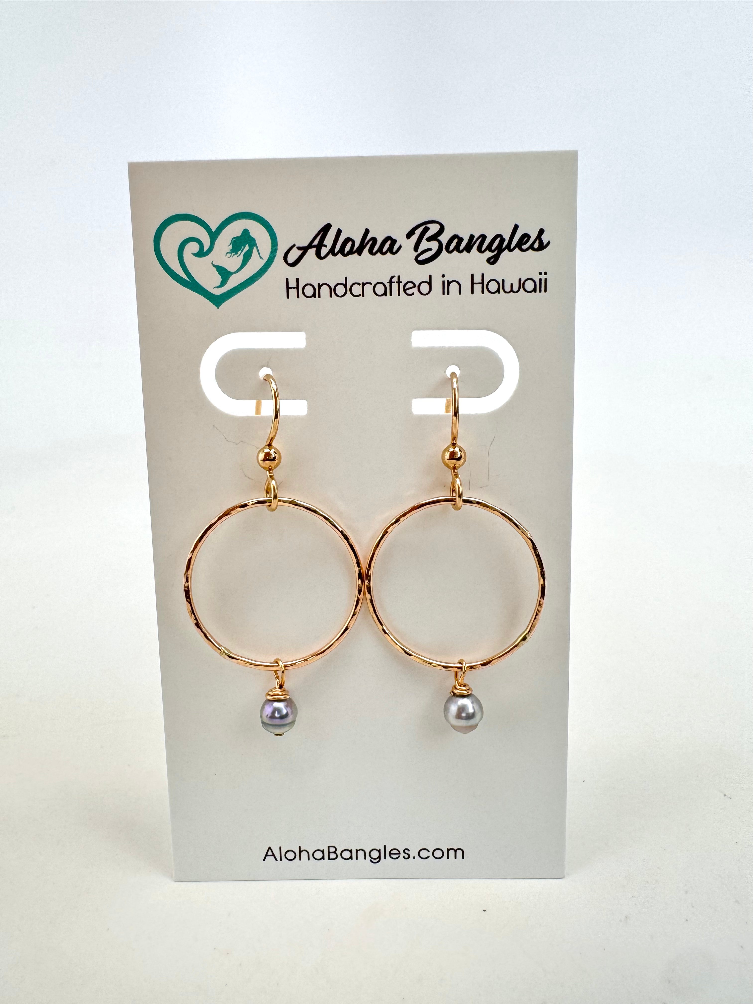 Blue Akoya Hoop Earrings