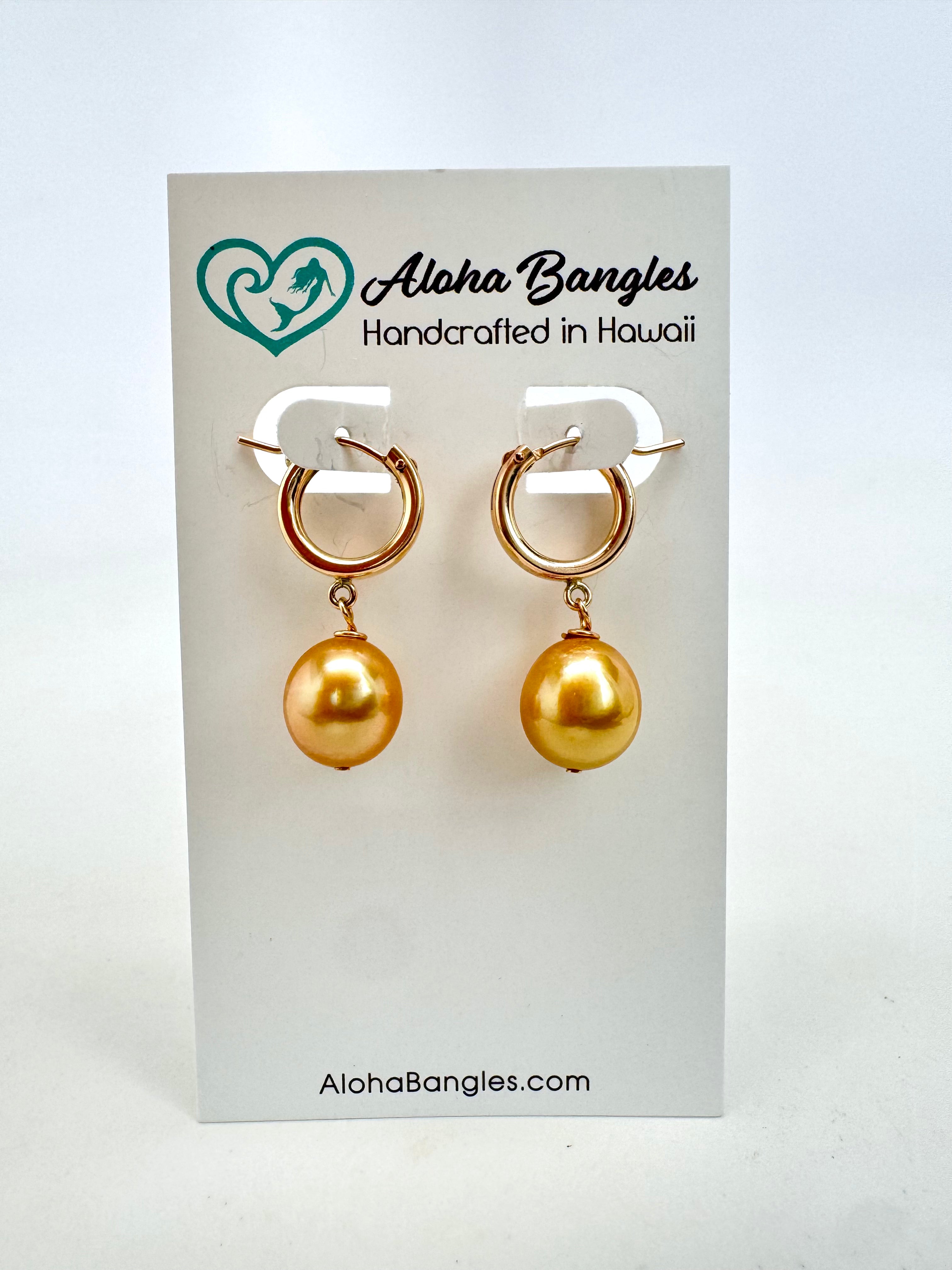 Golden South Sea Huggie Hoop Earrings