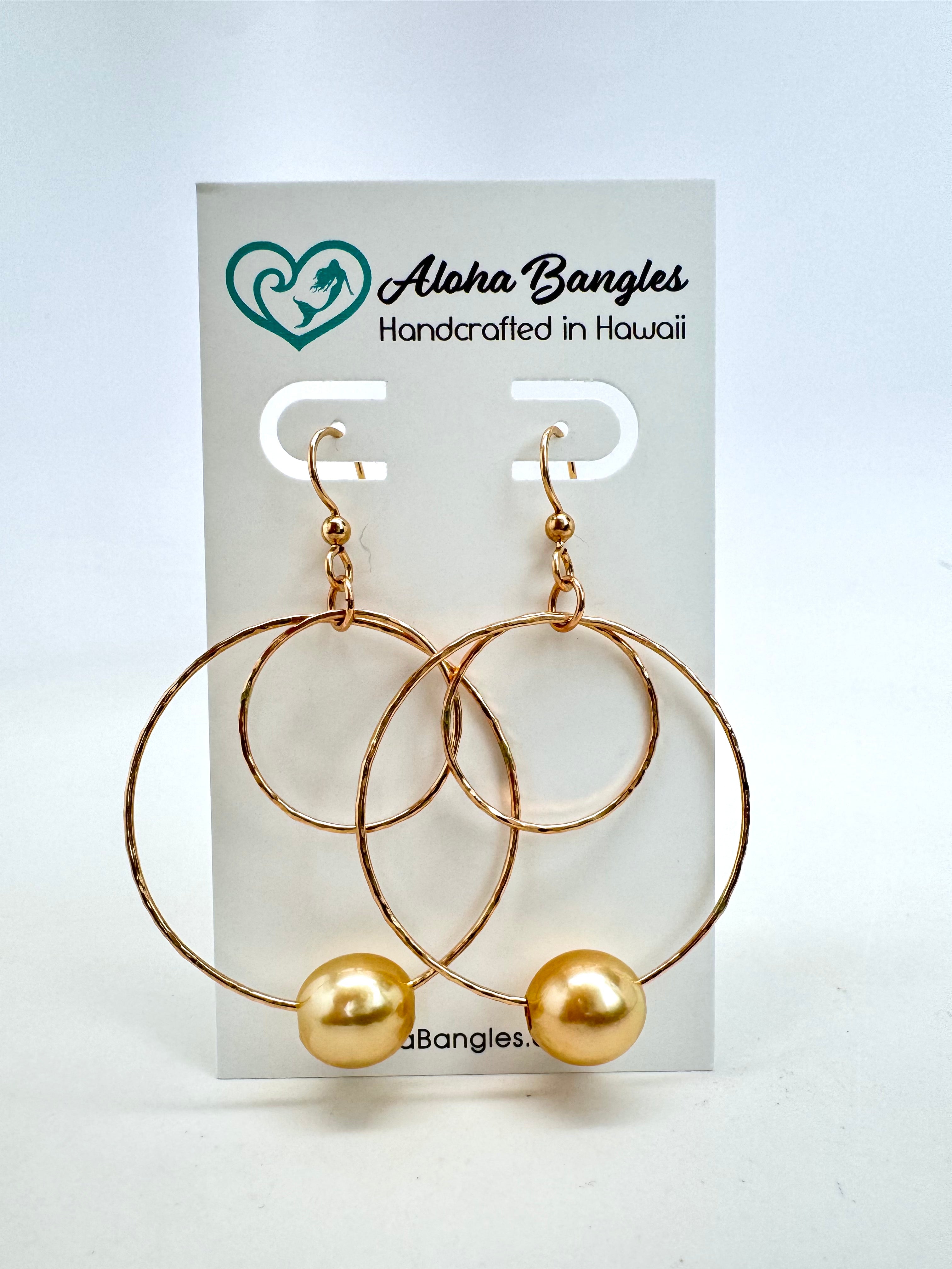 Golden South Sea Double Hoop Earrings