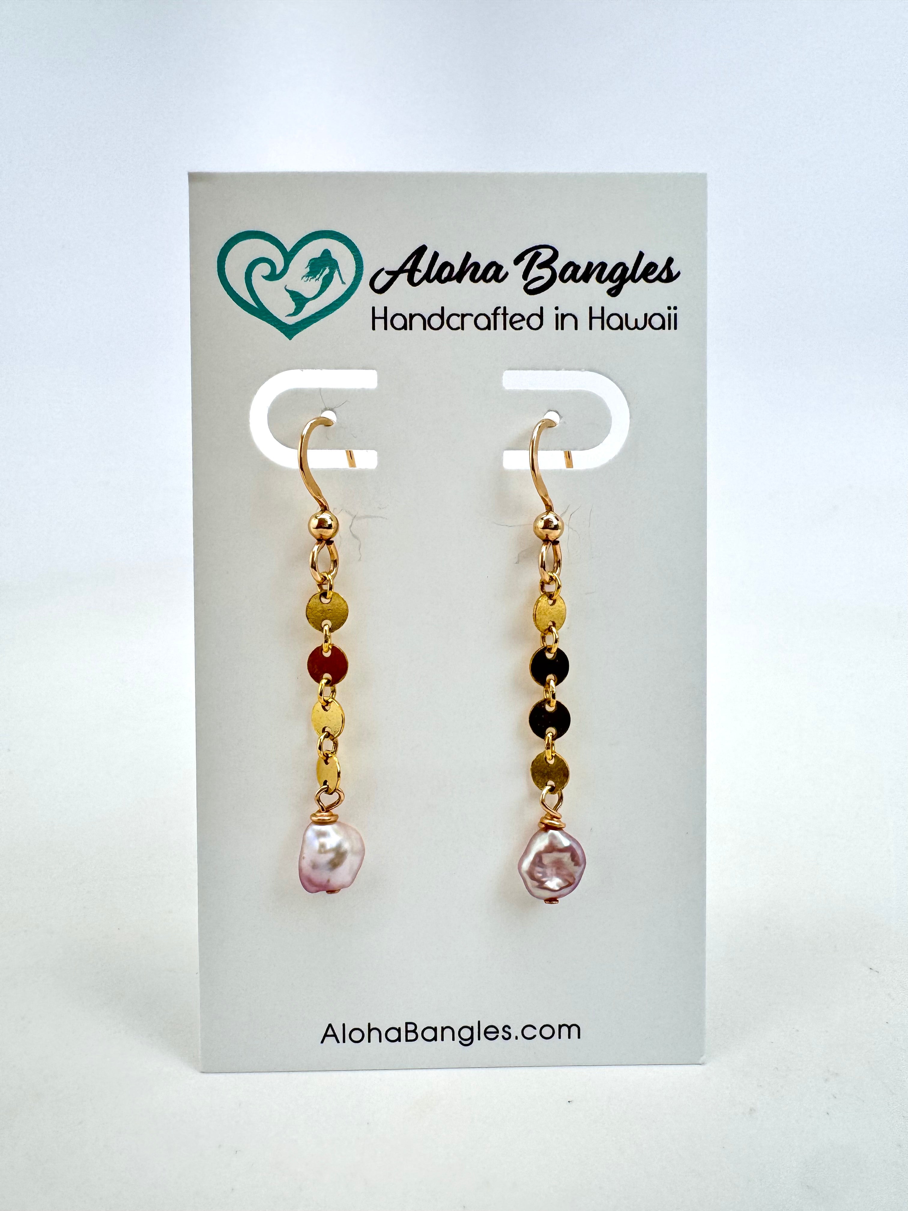 Purple Edison Keshi Dangle Earrings