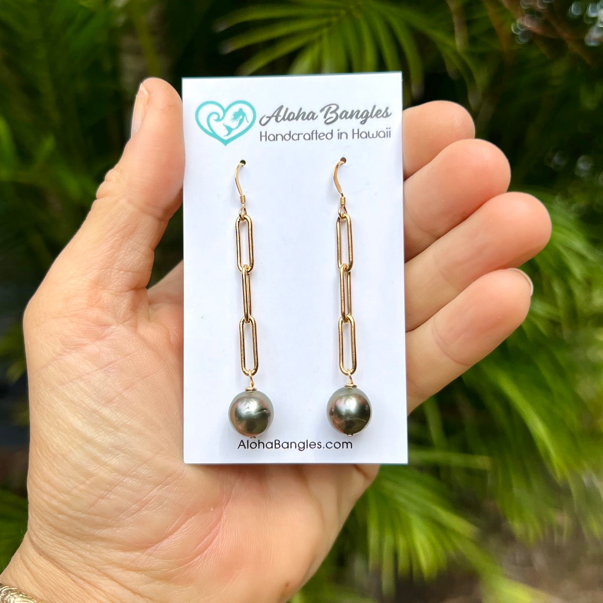 Tahitian Pearl Paper Clip Earrings