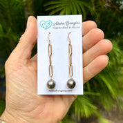 Tahitian Pearl Paper Clip Earrings