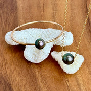 Tahitian Pearl Bangle & Tahitian Pearl Necklace Bundle