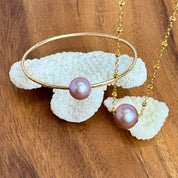 Pink Edison Pearl Bangle & Pink Edison Pearl Necklace Bundle