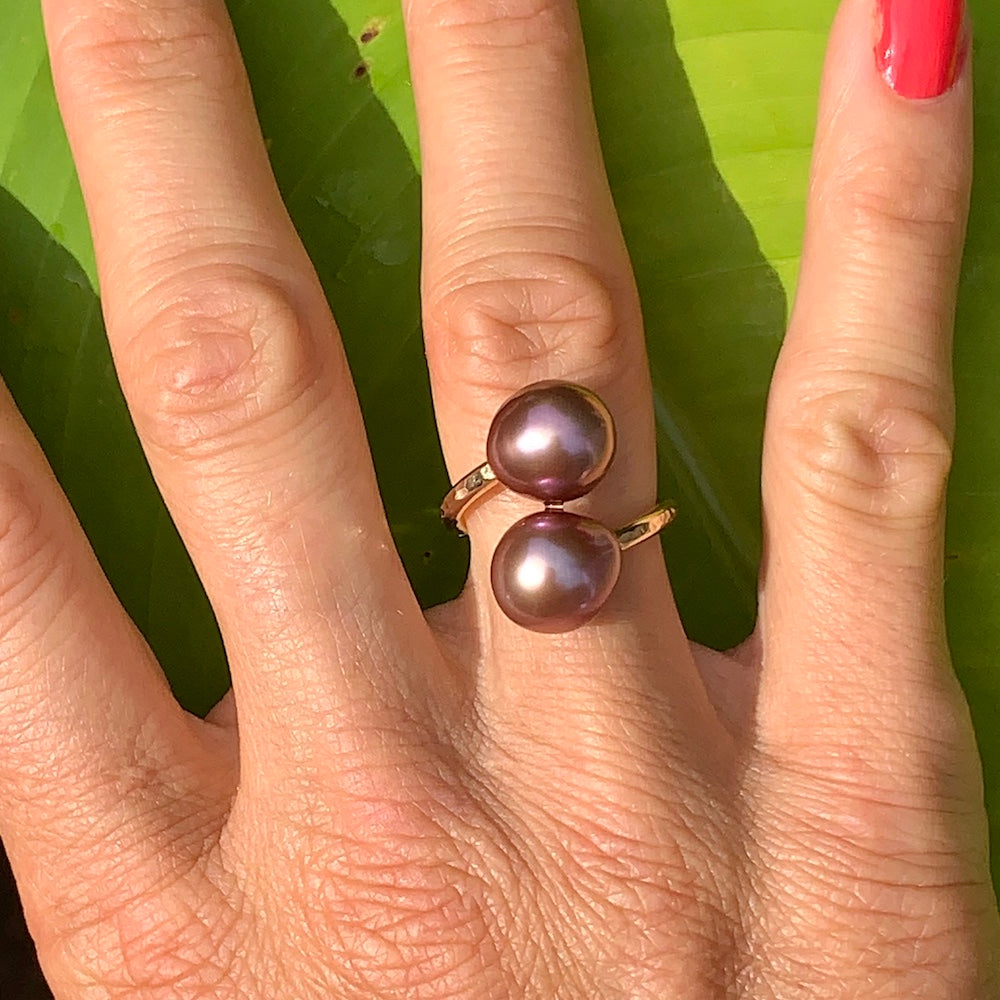 Pink Edison Pearl Bubble Ring