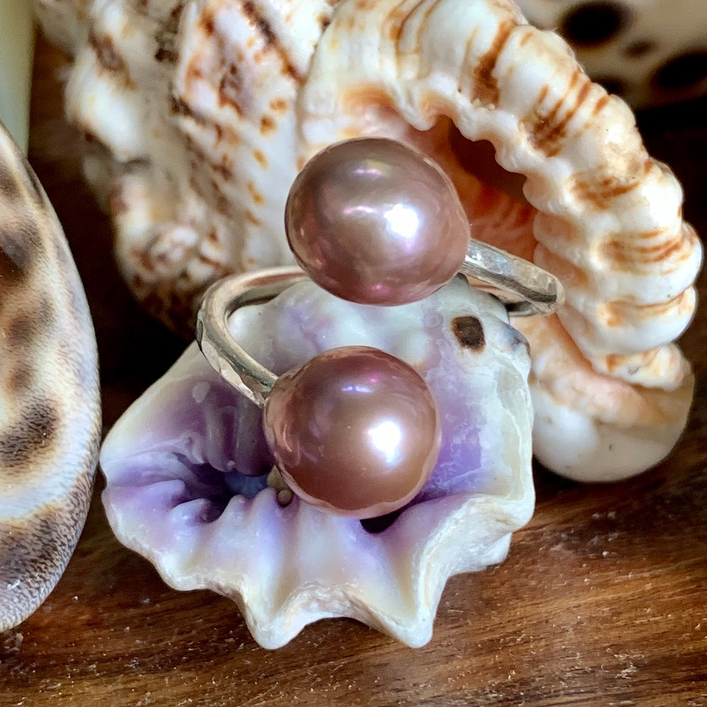 Pink Edison Pearl Bubble Ring