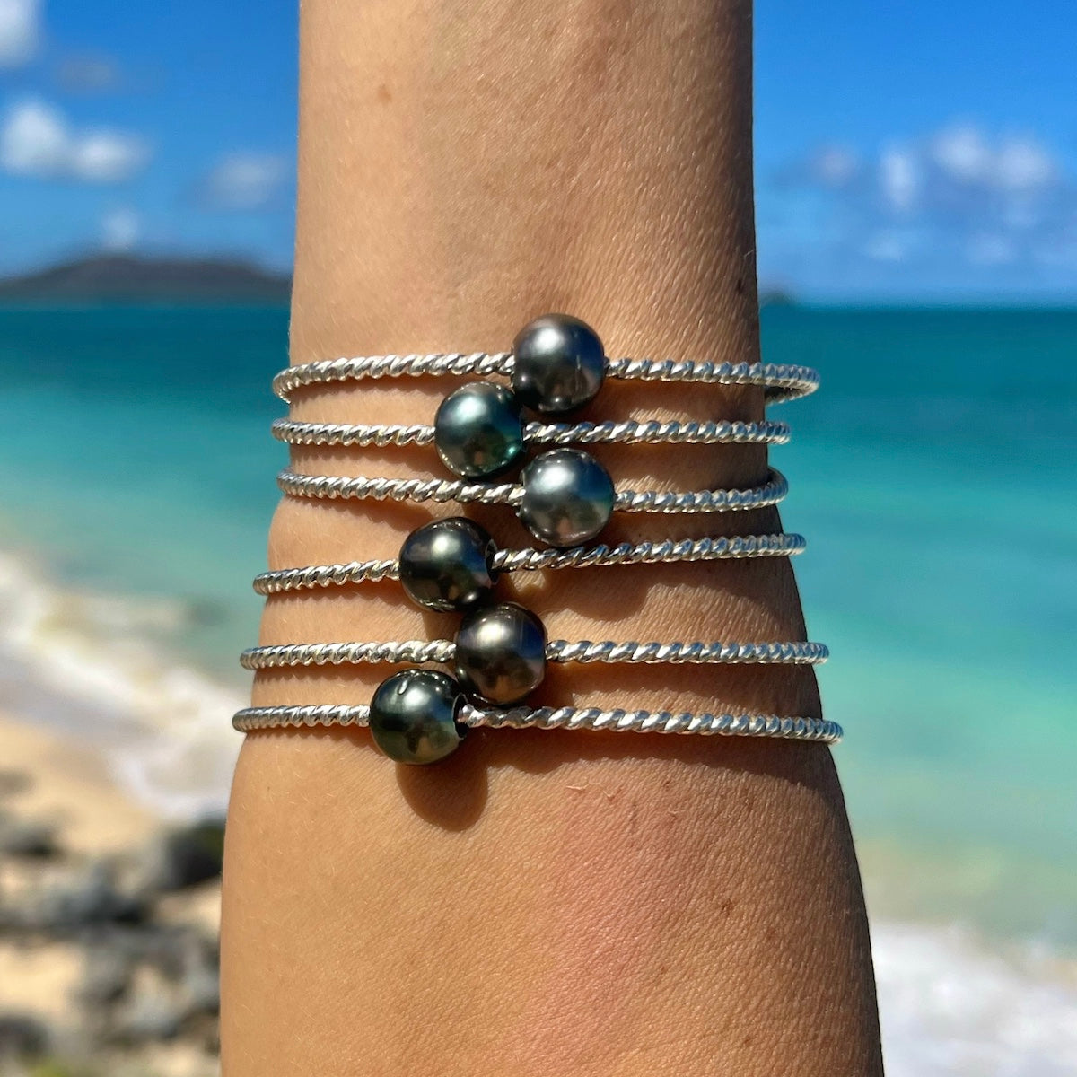 Twisted Mermaid Tahitian Pearl Bangle Bracelet