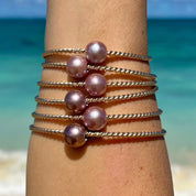 Twisted Mermaid Pink Edison Pearl Bangle Bracelet