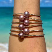 Twisted Mermaid Pink Edison Pearl Bangle Bracelet