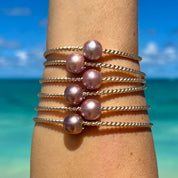 Twisted Mermaid Pink Edison Pearl Bangle Bracelet