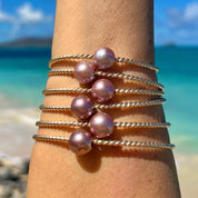 Twisted Mermaid Pink Edison Pearl Bangle Bracelet