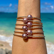 Twisted Mermaid Pink Edison Pearl Bangle Bracelet