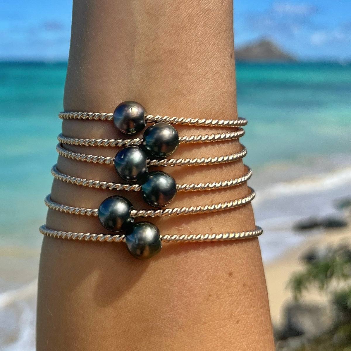 Twisted Mermaid Tahitian Pearl Bangle Bracelet