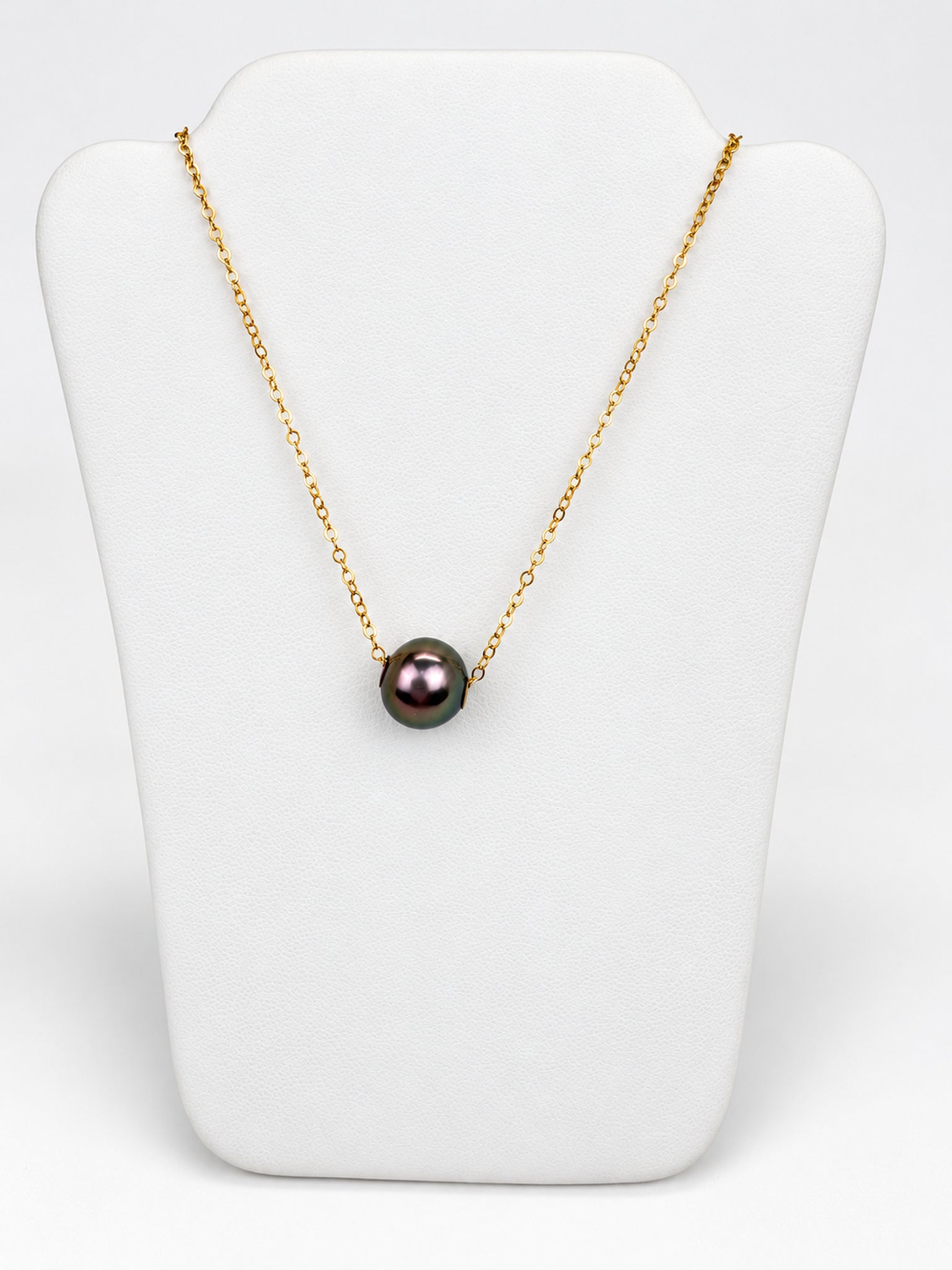 Tahitian Pearl Floater Necklace - Peacock Colored