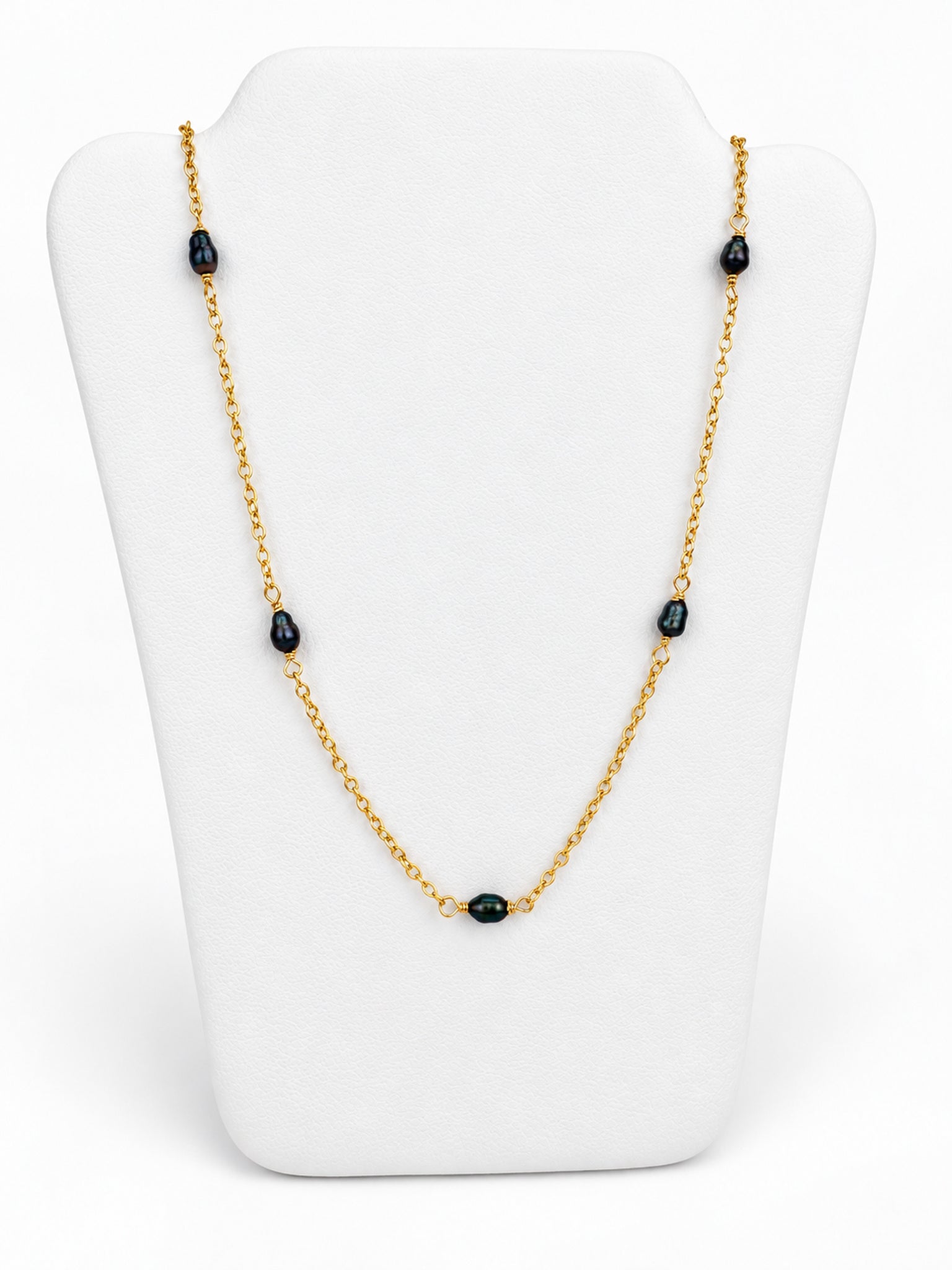 Tahitian Chroma Keshi Lei Necklace - Dark