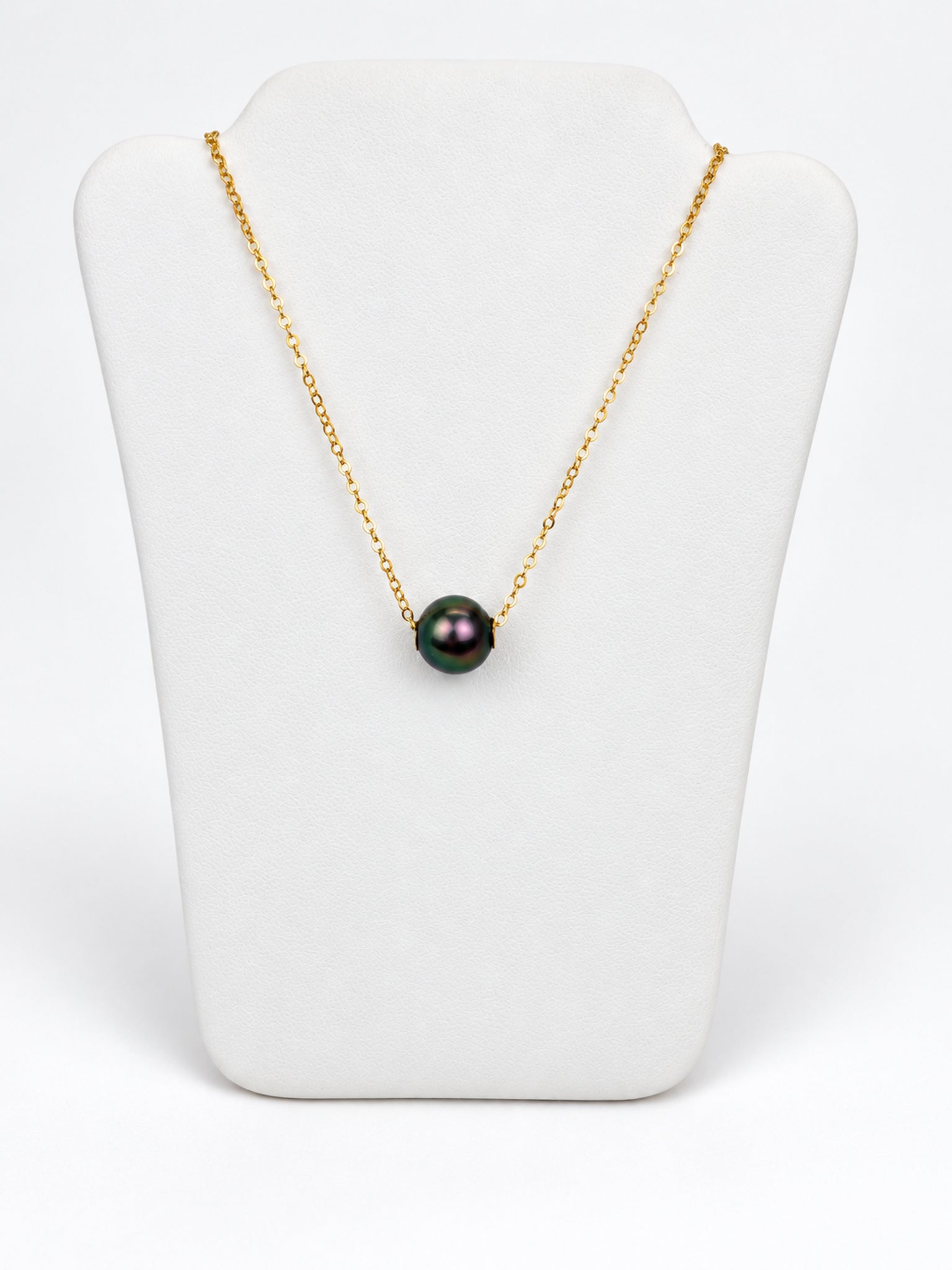 Tahitian Pearl Floater Necklace - Peacock Colored