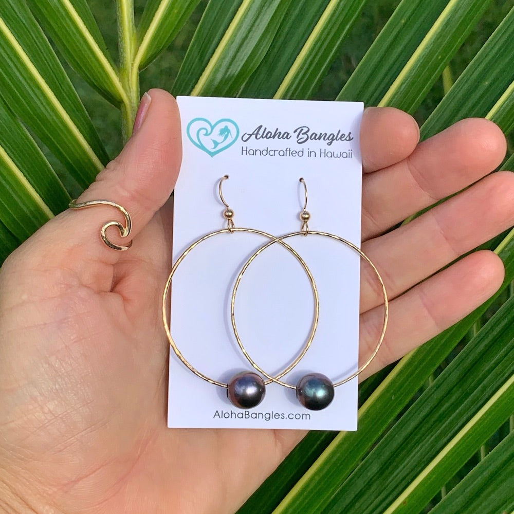 Tahitian Pearl Hoop Earrings