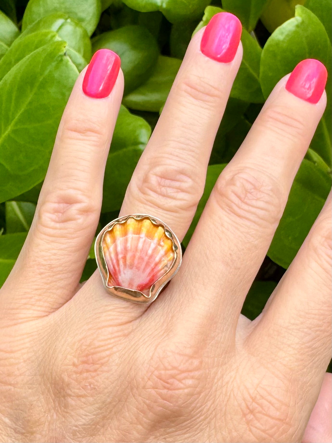 Tropical Gangster - Mini Sunrise Shell Bezeled Ring