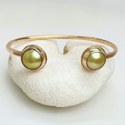 Tropical Gangster - Golden South Sea Bezeled Cuff Bracelet