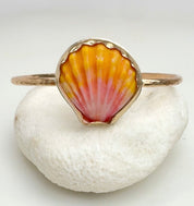 Tropical Gangster - Sunrise Shell Bezeled Cuff Bracelet