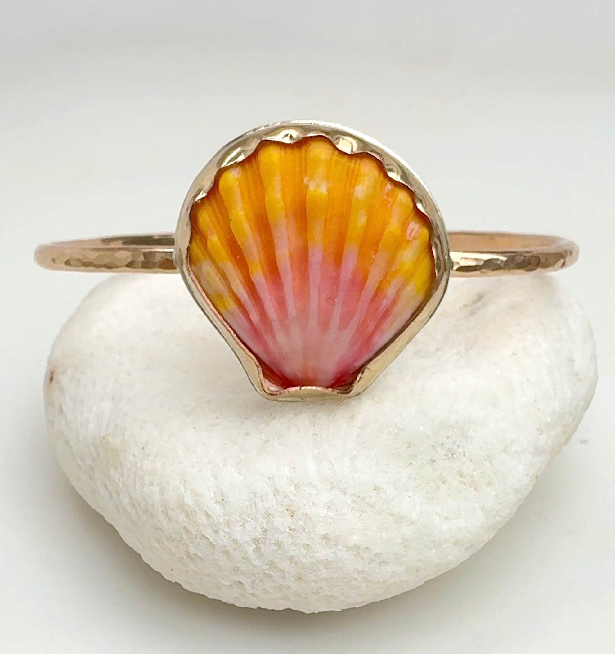 Tropical Gangster - Sunrise Shell Bezeled Cuff Bracelet