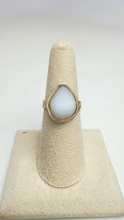 Tropical Gangster - Milk White Sea Glass Bezeled Ring