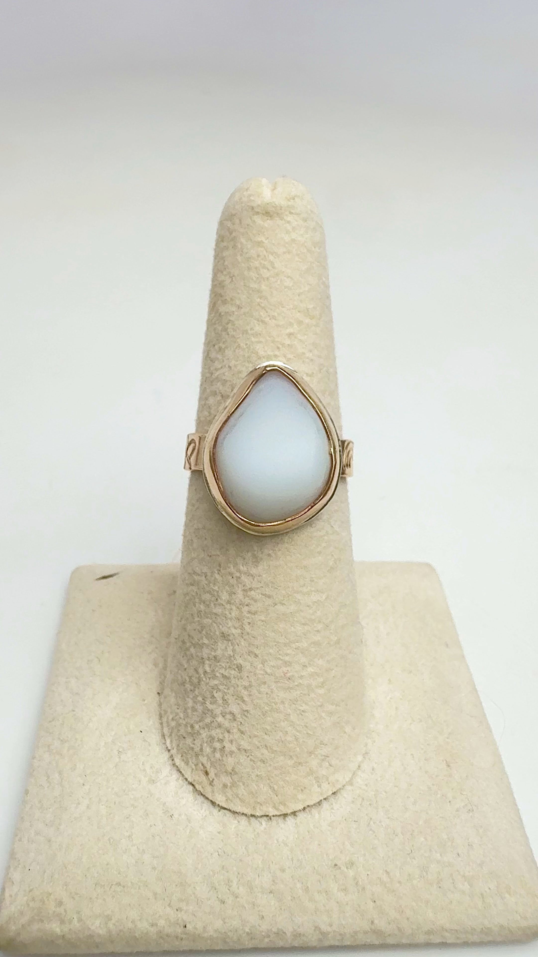 Tropical Gangster - Milk White Sea Glass Bezeled Ring