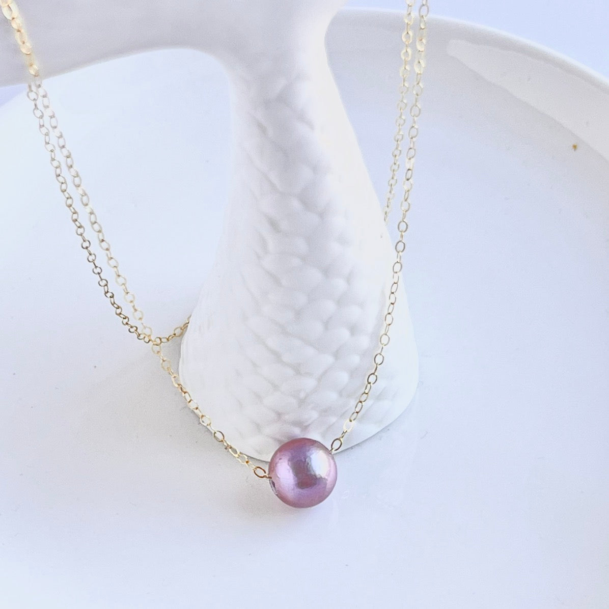 Pink Edison Pearl Floater Necklace