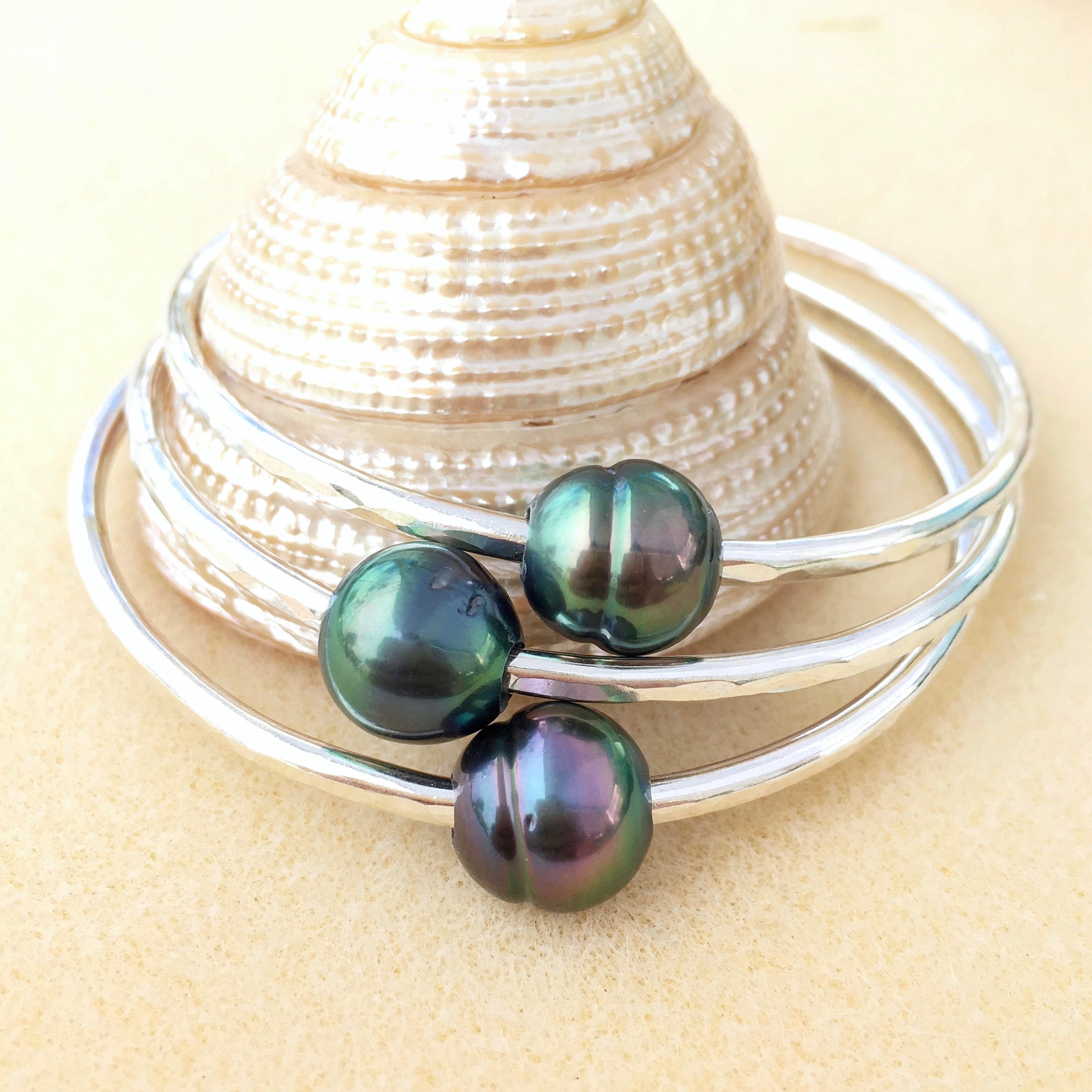 Keiki Tahitian Pearl Bangle Bracelet, retailer Child Bangle, Baby Bangle, Black Pearl Jewelry, Hawaiian Handmade in Hawaii with Aloha