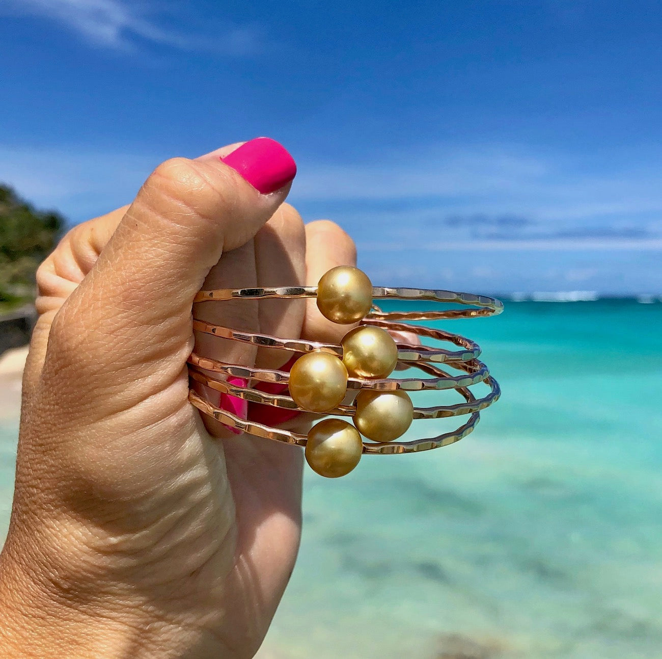 Golden South Sea Pearl Bangle Bracelet