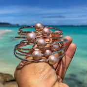 Pink Edison Fresh Water Pearl Bangle Bracelet