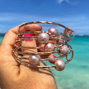 Pink Edison Fresh Water Pearl Bangle Bracelet