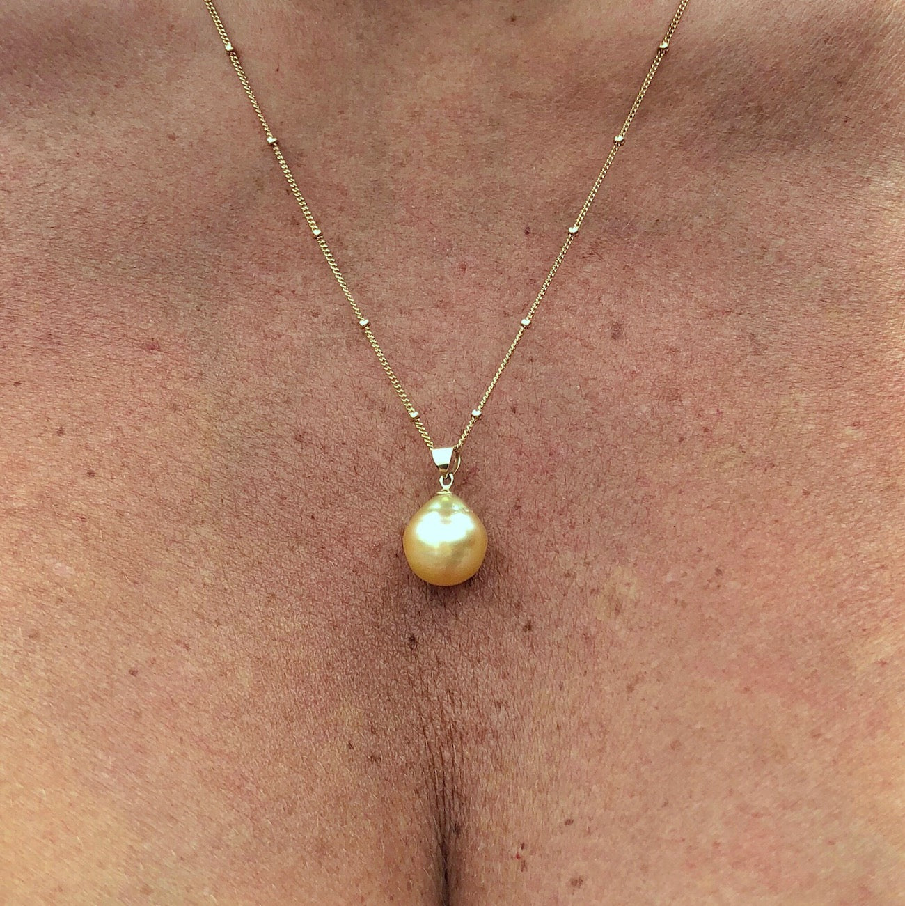 Golden South Sea Pearl Pendant Necklace