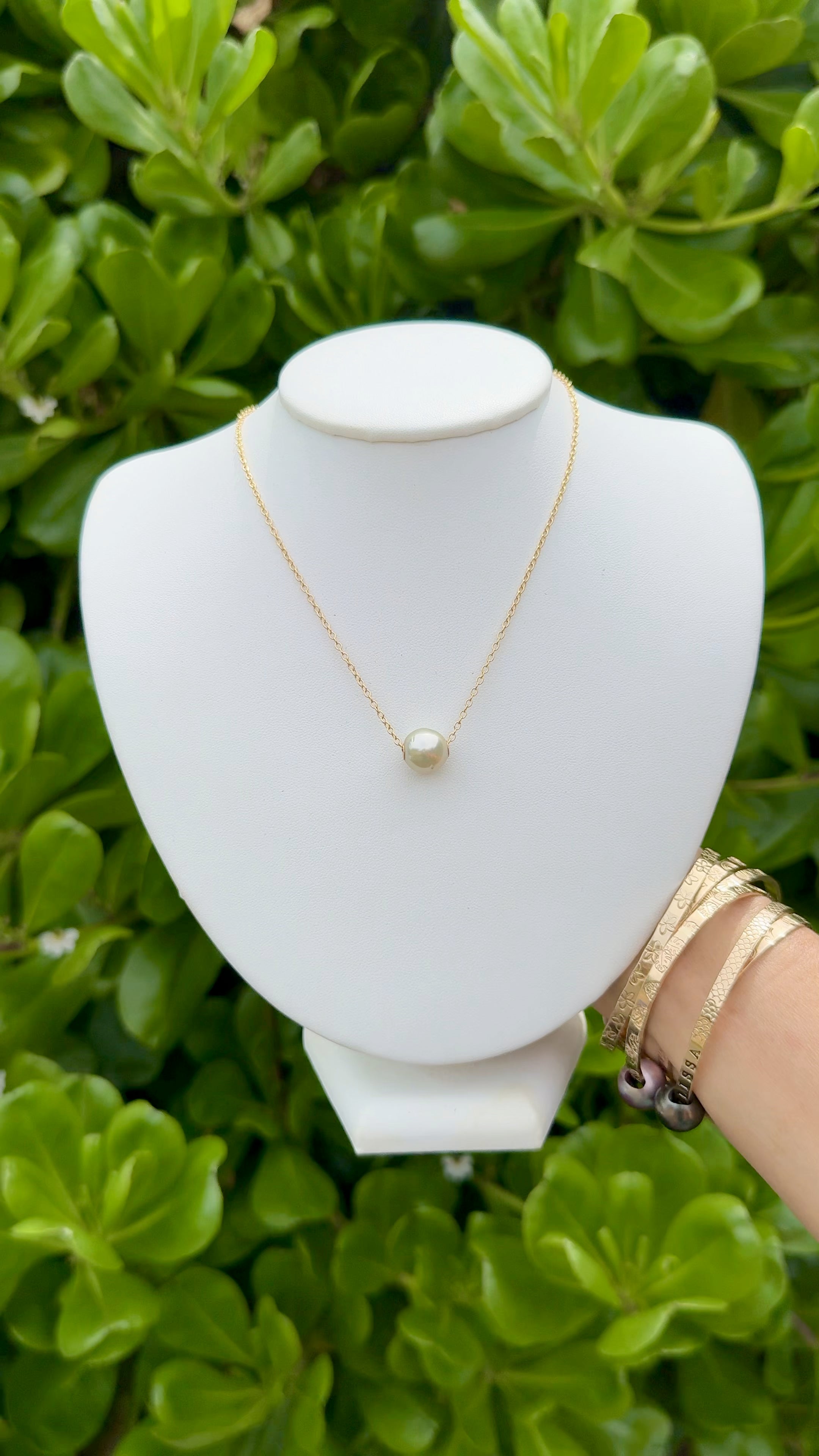 Rare Golden Rikitea Tahitian Pearl Floater Necklace