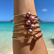 Pink Edison Fresh Water Pearl Bangle Bracelet