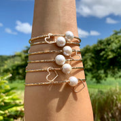 White Edison Pearl Bangle Bracelet