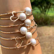 White Edison Pearl Bangle Bracelet