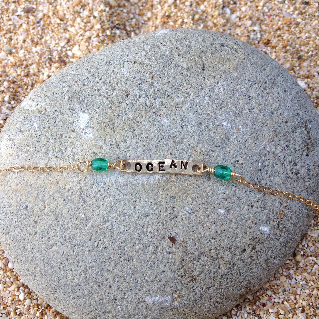 Ocean Hand Stamped Bracelet