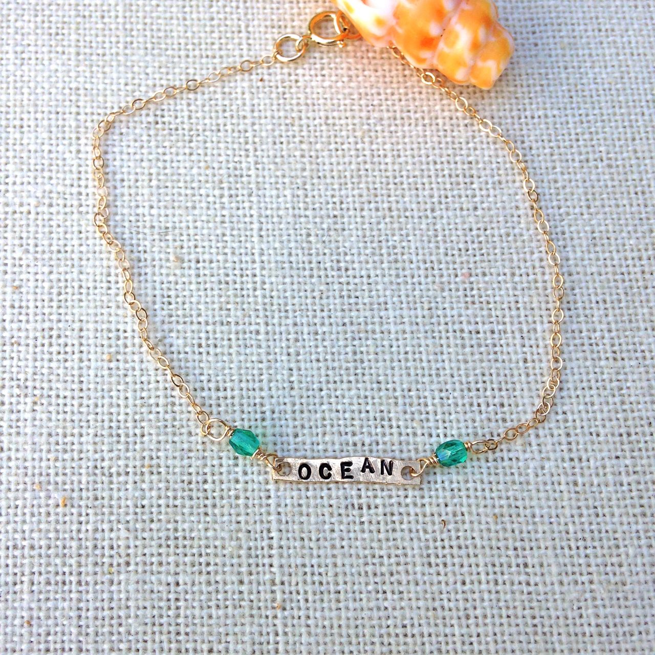 Ocean Hand Stamped Bracelet