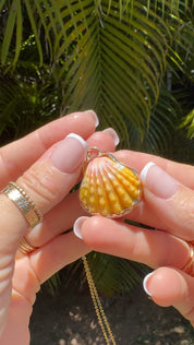 Sunrise Shell Bezel Necklace With Honu (Sea Turtle) Engraving