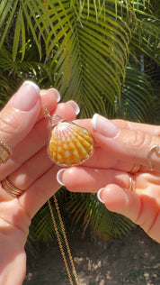 Sunrise Shell Bezel Necklace With Mermaid Engraving
