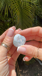 Sunrise Shell Bezel Necklace With Mermaid Engraving