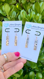 Tropical Jungle Engraved Bar Earrings