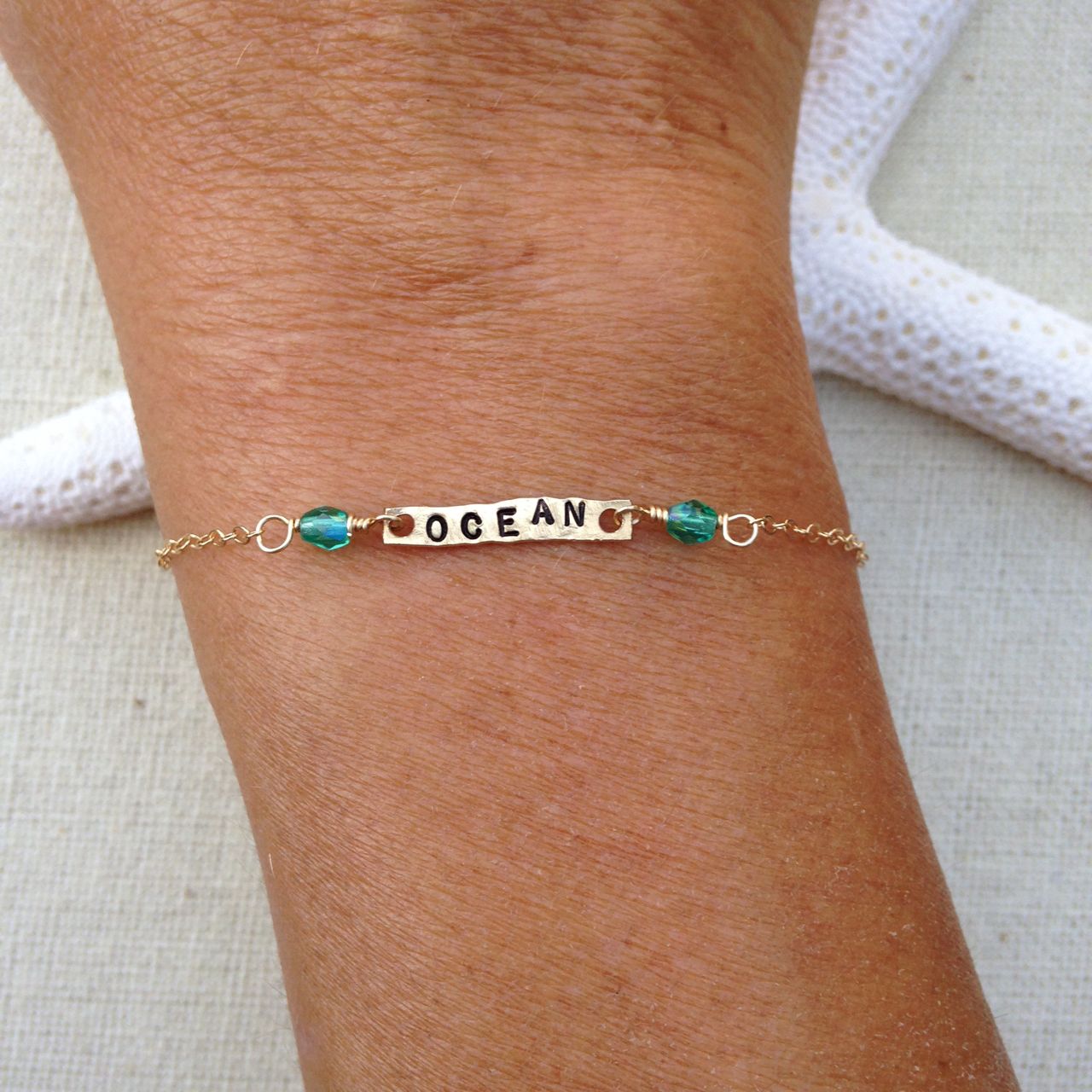 Ocean Hand Stamped Bracelet