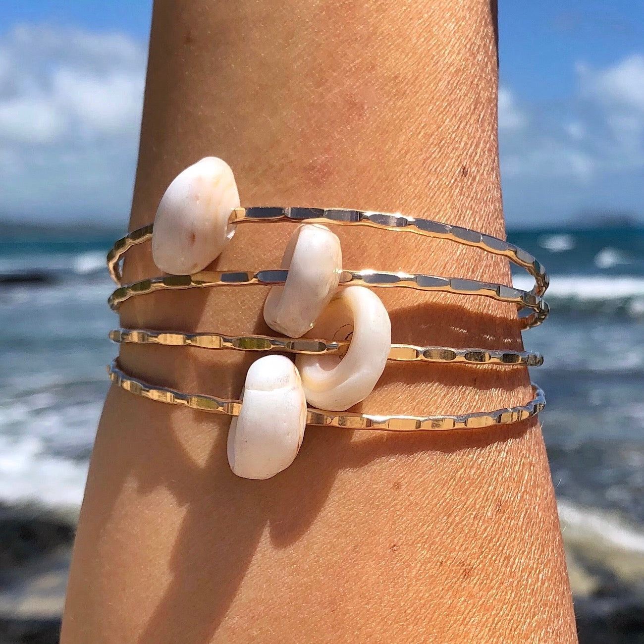 Puka Shell Bangle Bracelet