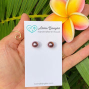 Dark Pink Edison Pearl Stud Earrings