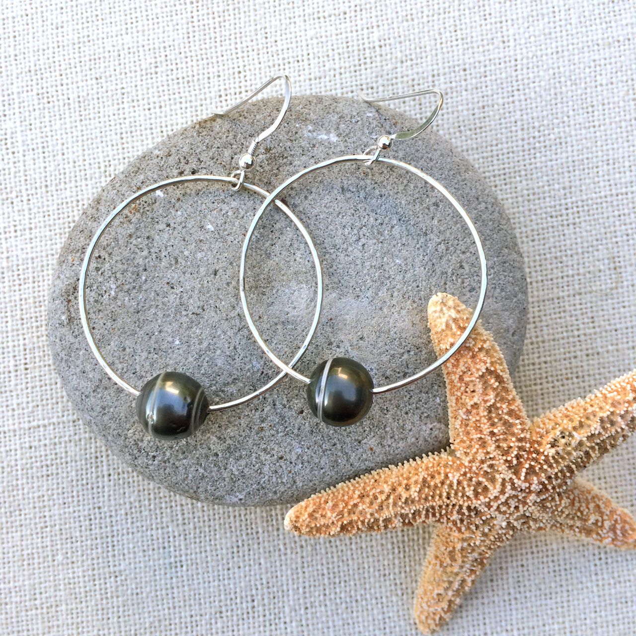 Tahitian Pearl Hoop Earrings